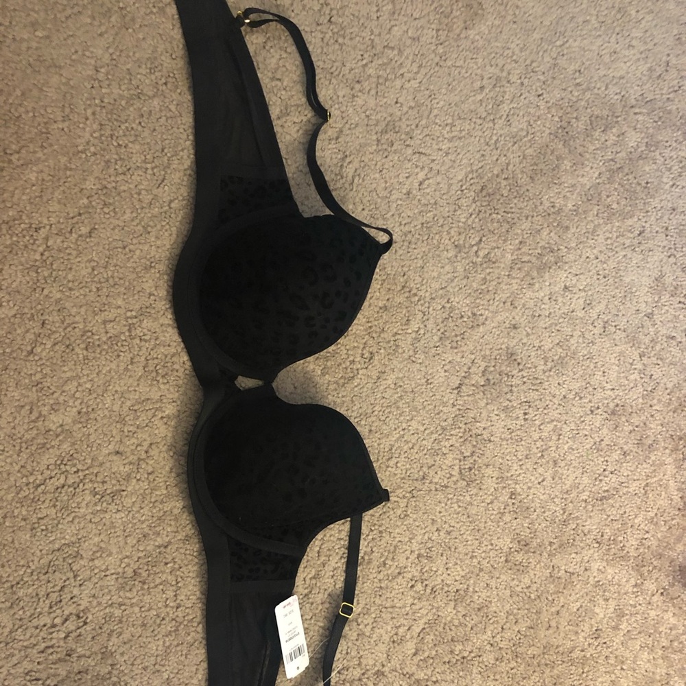 Black cheetah print bra, never worn, fits smaller